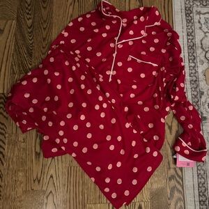 NWT Kate Spade Two piece Red Polka Dot Women's pajamas top and bottom